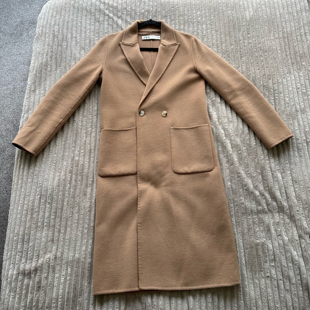 Zara Camel Double-Breasted Coat